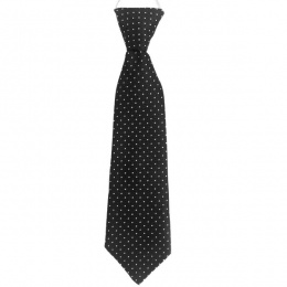 Boys Black Dot Satin Tie on Elastic